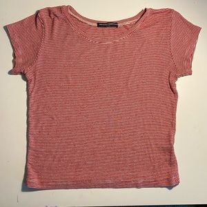 Brandy Melville Red & White Striped Sammy Tee